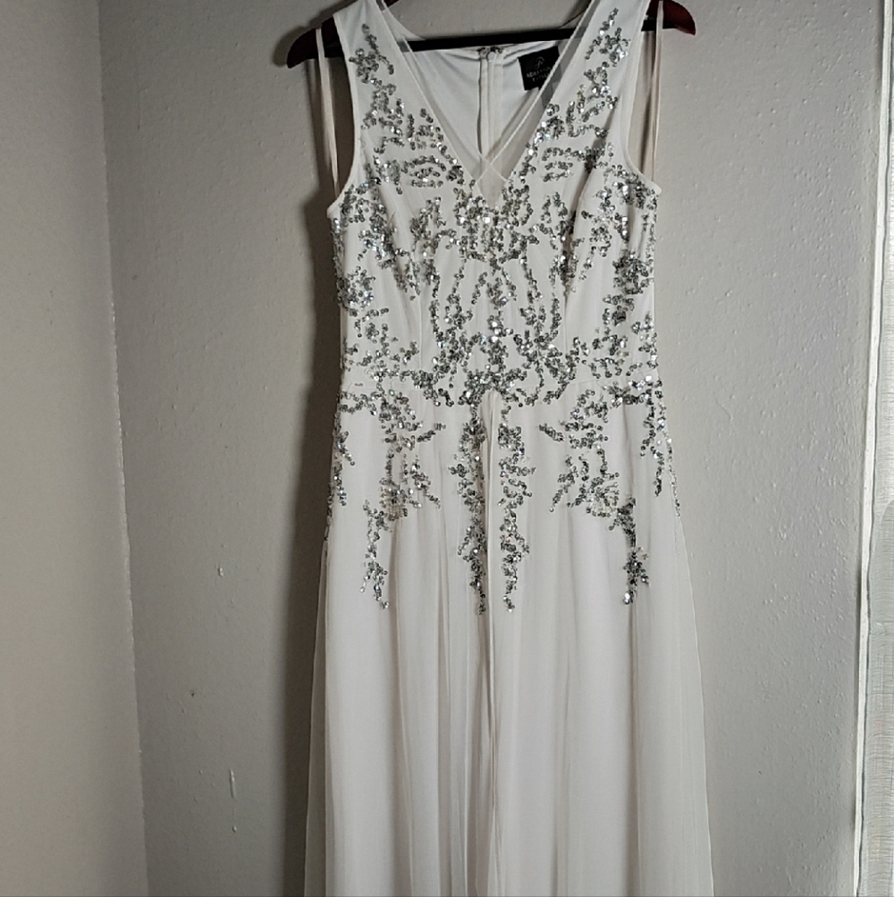 Elegant White and Silver Embellished Jumpsuit